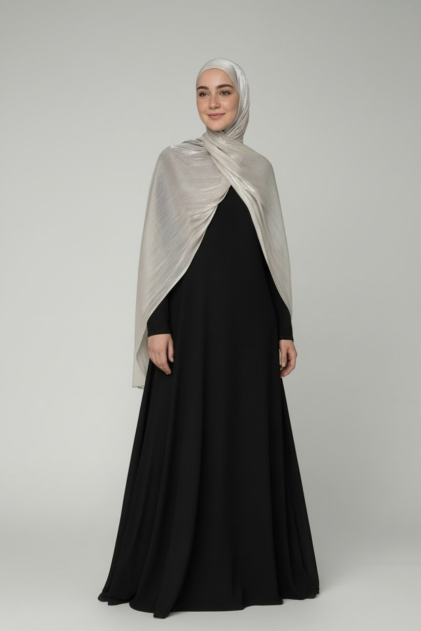 Premium Organza Hijab – Silver Grey