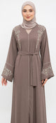 Abaya élégante brodée – Opaque et intemporelle en marron
