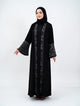2 Teilig Elegante Dubai Abaya mit Musterdetails – Blickdicht mit langarmigem Unterkleid