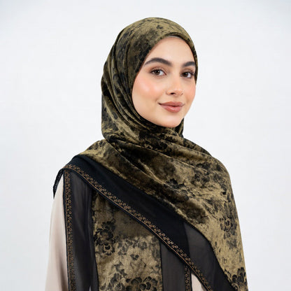 Eleganter Premium Organza Hijab in Schwarz-Gold– Luxuriöser Fall & edle Fall
