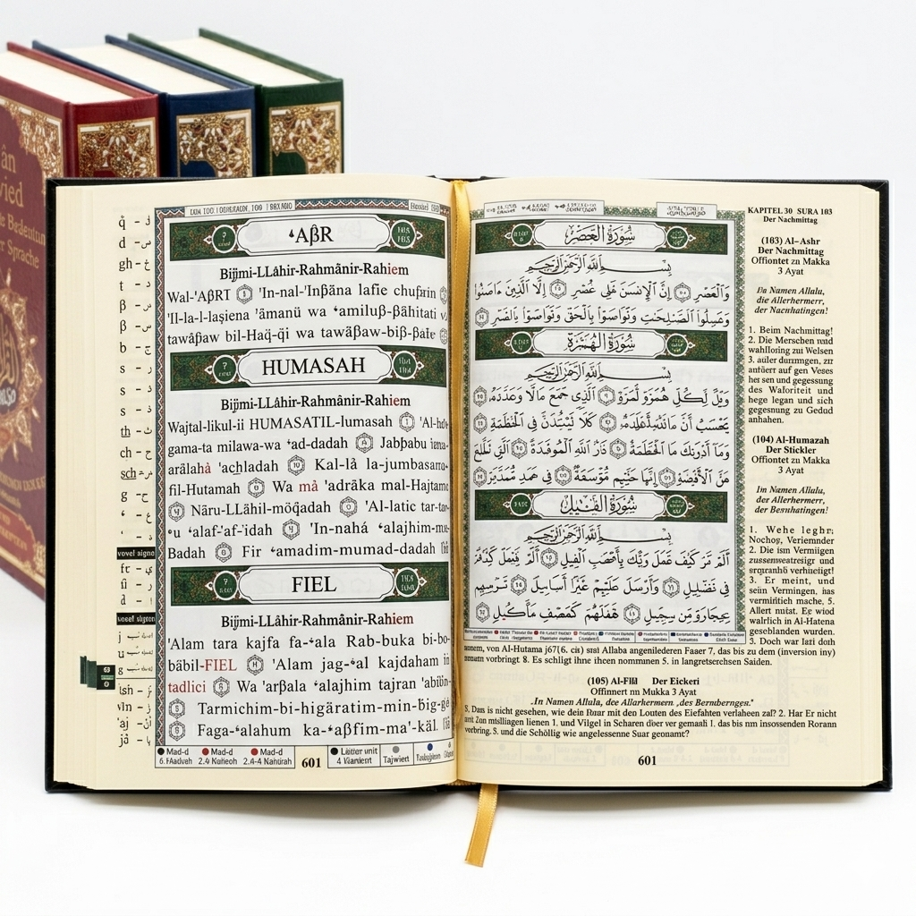 Quran Tajwied Deutsch + Arabisch + Lautschrift Koran