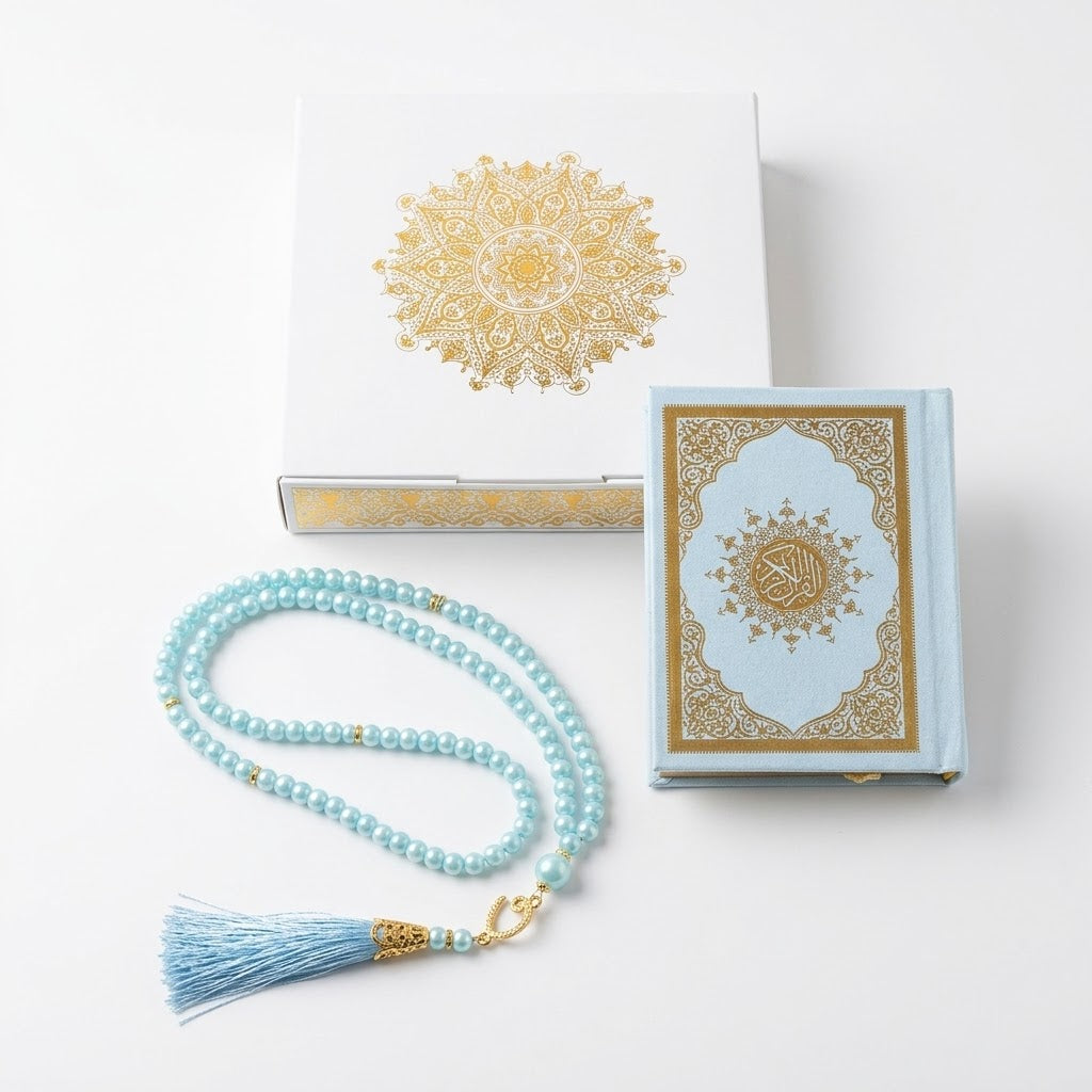 Geschenkset Quran und Tasbih Kette 99 Perlen