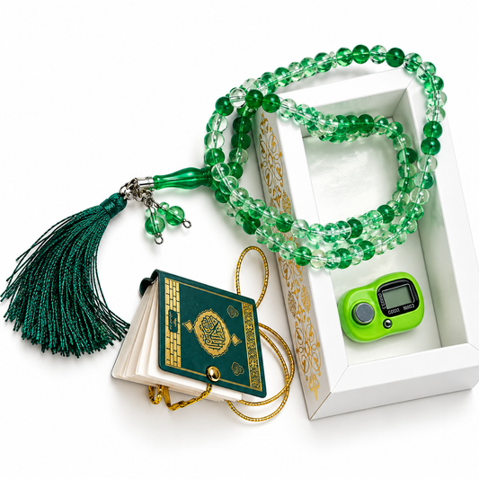 Geschenkset, Mini Koran, digitaler Tesbih und 99 Perlen Tesbih