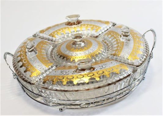 Drehbare Glas-Servierset – 5-teilig mit Gold