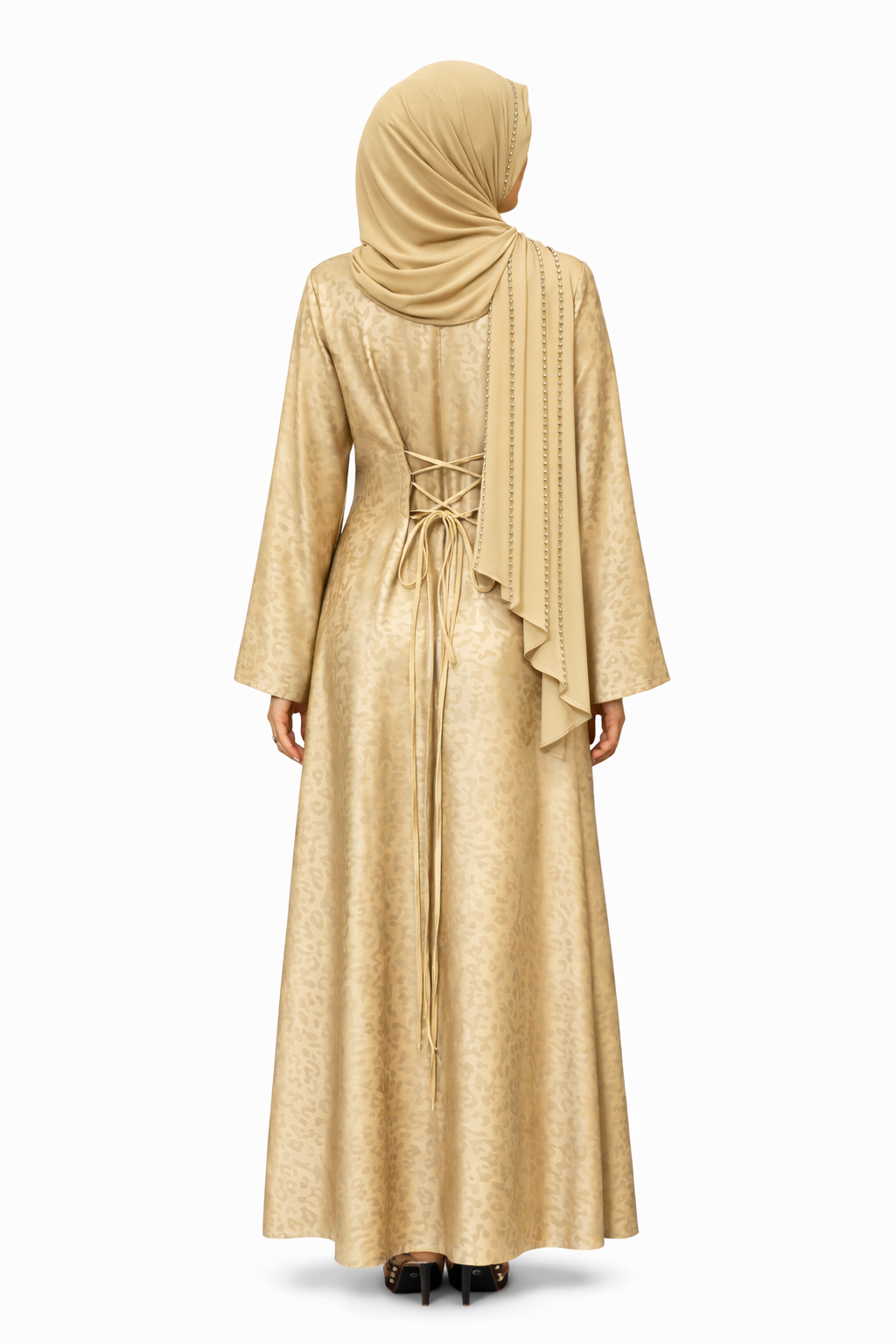 Robe à lacets dans le dos et motif élégant