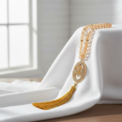 Edle Tasbih Gebetskette 33 – Glänzendes Gold