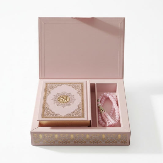 Geschenkset Quran und Tasbih Kette 99 Perlen - Rosa