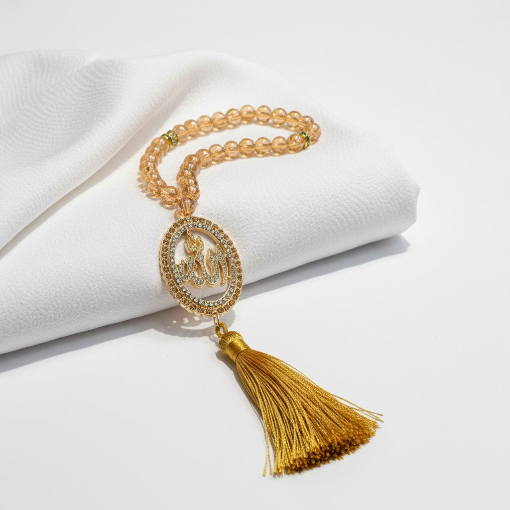 Edle Tasbih Gebetskette 33 – Glänzendes Gold