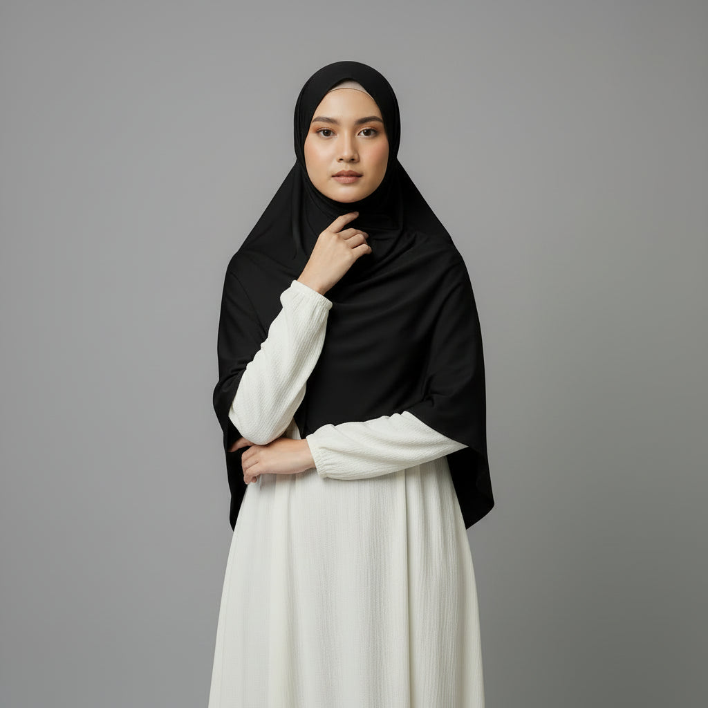 Premium Jersey Liquid Hijab - Schwarz