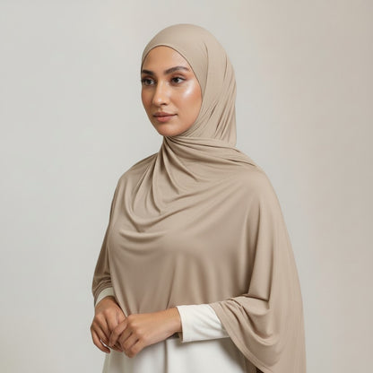 Premium Jersey Liquid Hijab - Beige