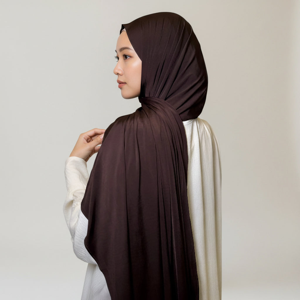 Premium Jersey Liquid Hijab - Schokobraun