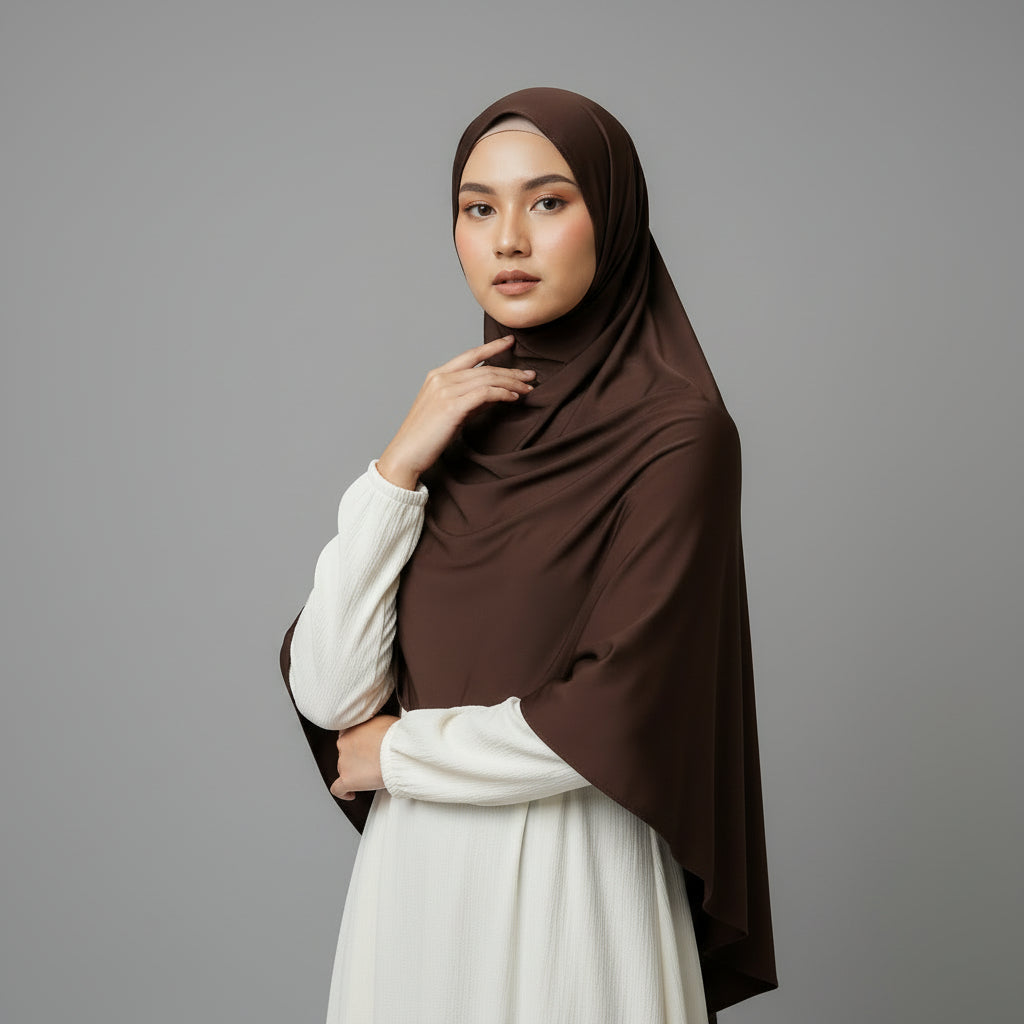 Premium Jersey Liquid Hijab - Schokobraun