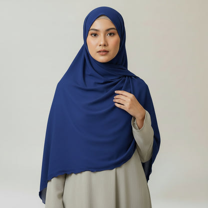 Premium Jersey Hijab mit Wellen - Royal Blau