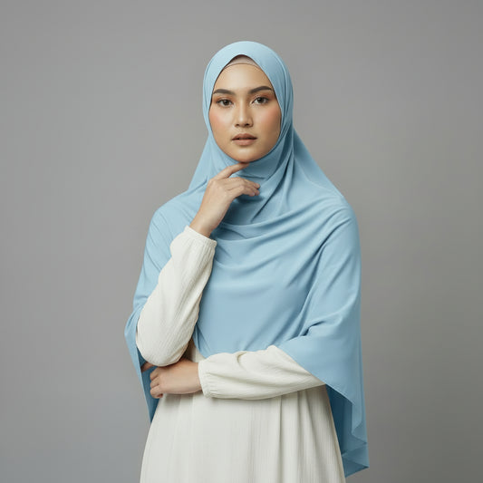 Premium Jersey Liquid Hijab - Light Blue