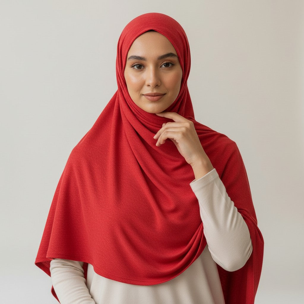 Premium Cotton Jersey Hijab – Strawberry Red