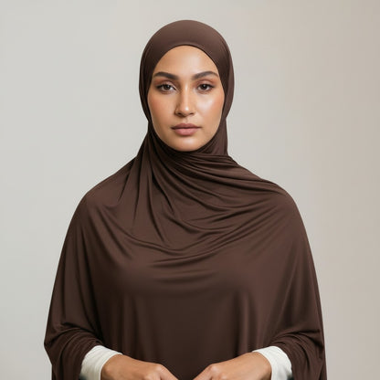 Premium Jersey Liquid Hijab - Kastanien Braun