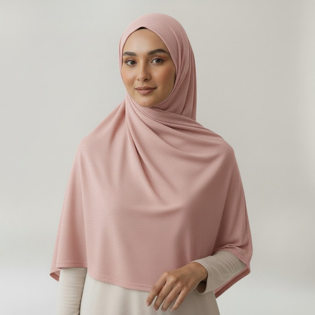 Premium Cotton Jersey Hijab – Soft Rose