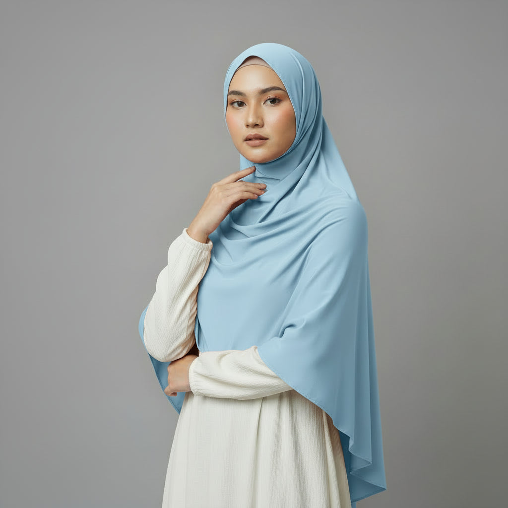 Premium Jersey Liquid Hijab - Hell Blau