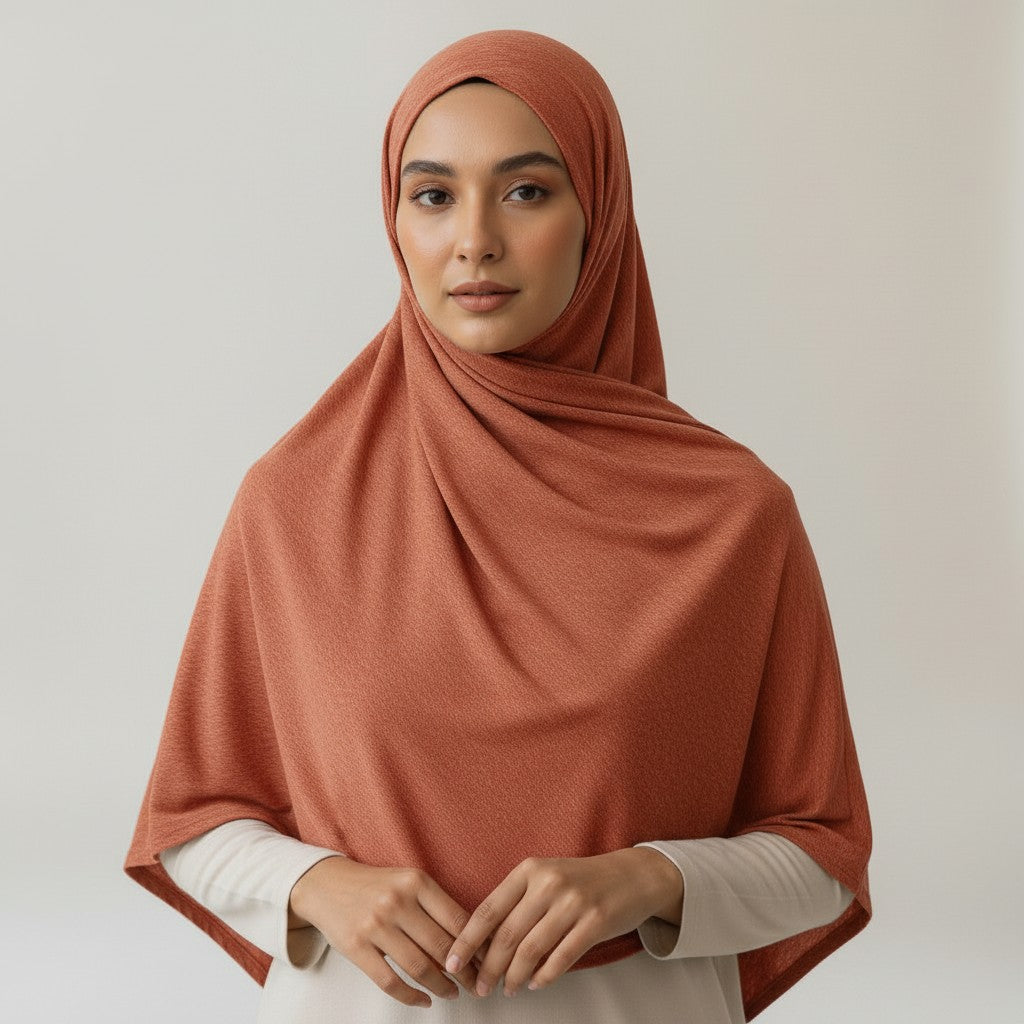 Premium Cotton Jersey Hijab – Earthy Red