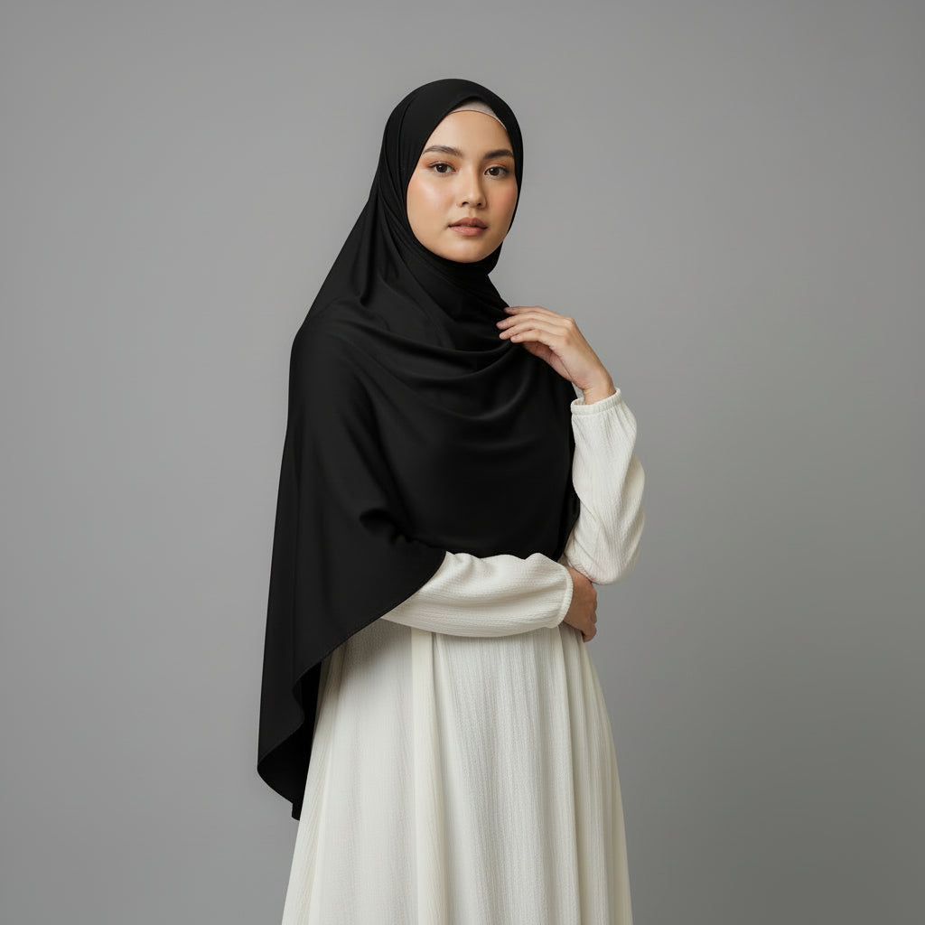 Premium Jersey Liquid Hijab - Schwarz