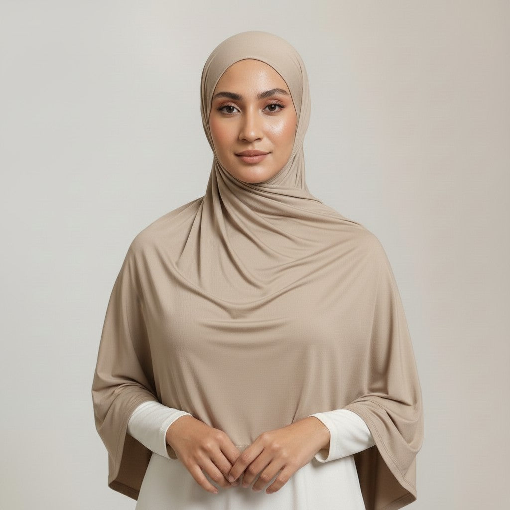 Premium Jersey Liquid Hijab - Beige