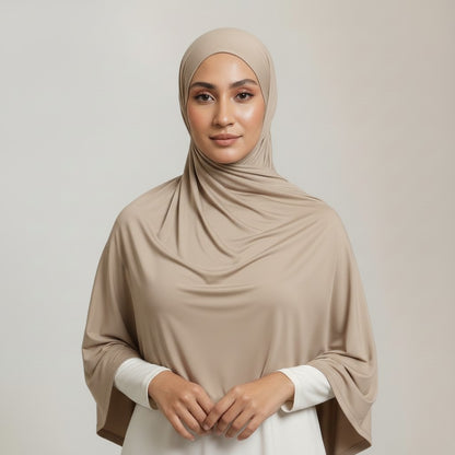 Premium Jersey Liquid Hijab - Beige