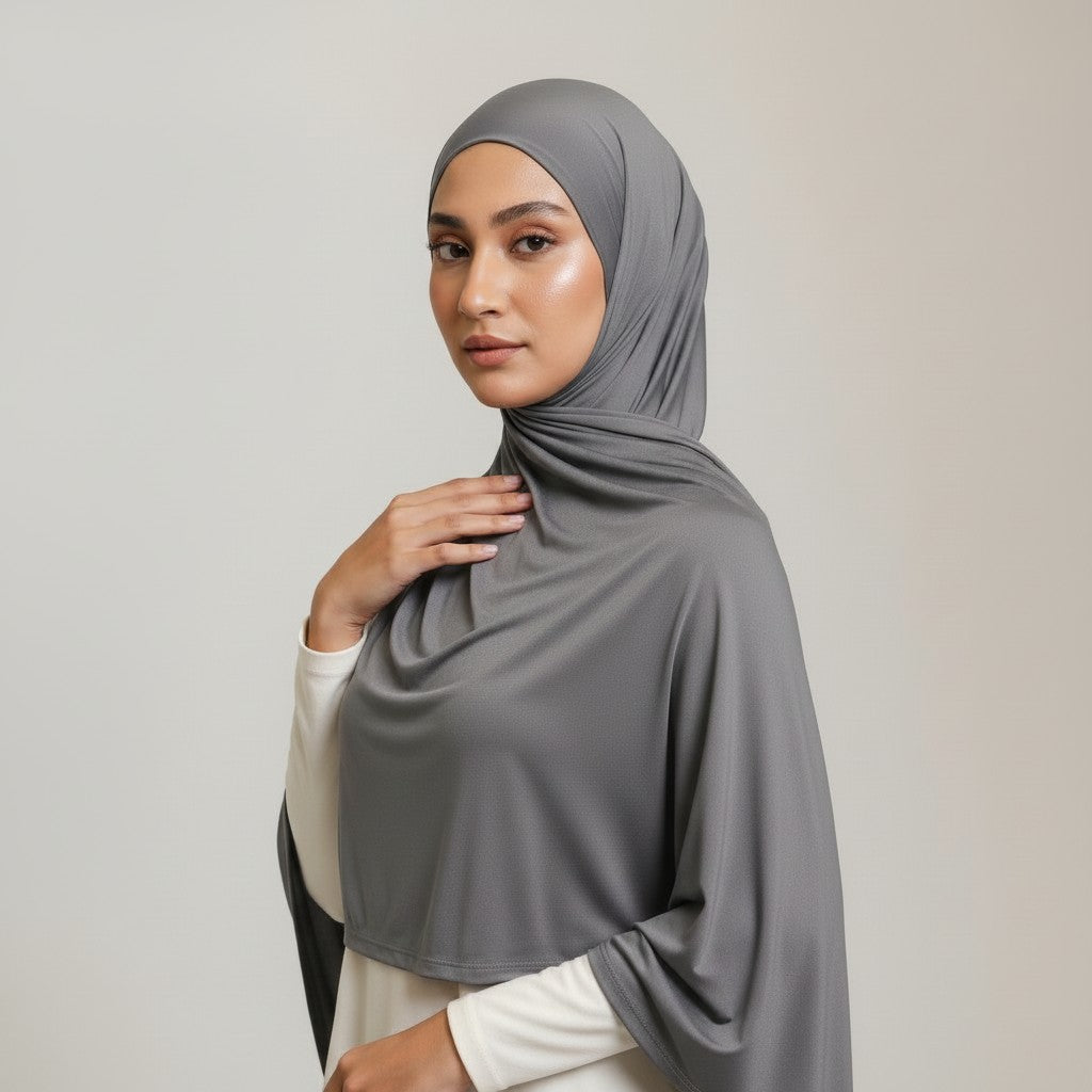 Premium Jersey Liquid Hijab - grau