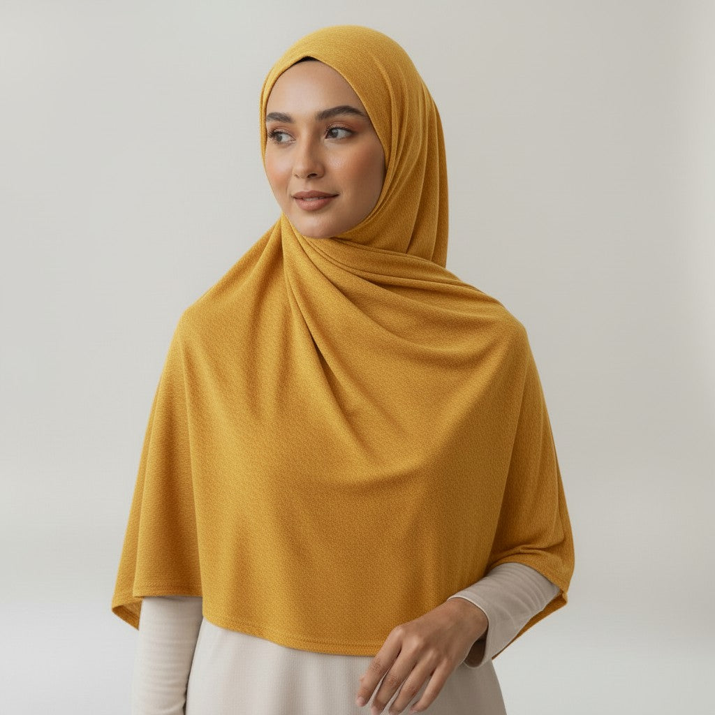 Premium Cotton Jersey Hijab – Mustard Gold