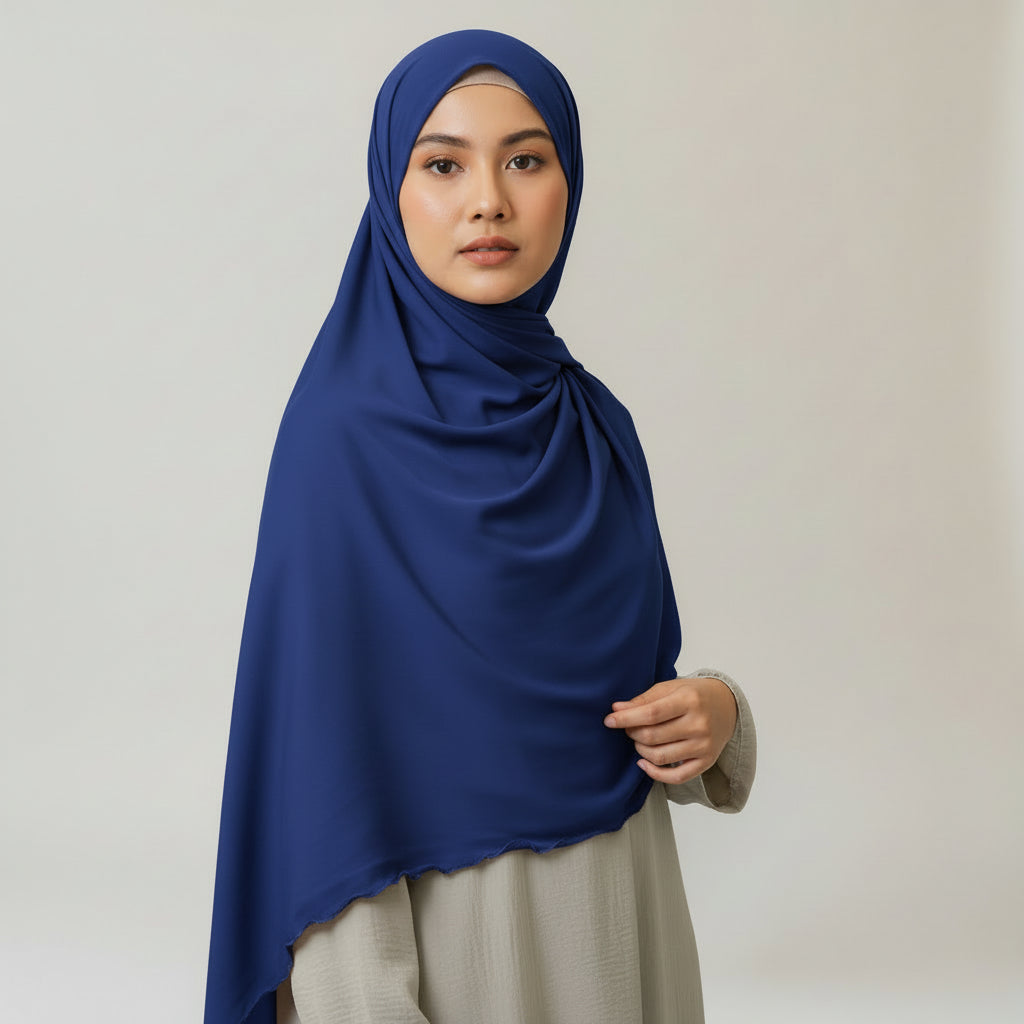 Premium Jersey Hijab mit Wellen - Royal Blau