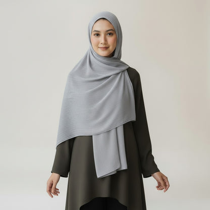 Premium Organza Hijab – Silver Grey