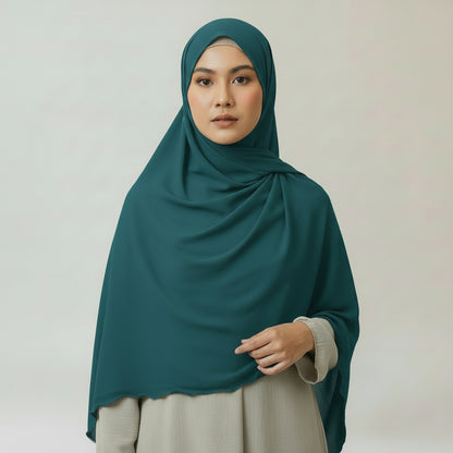 Premium Jersey Hijab mit Wellen - Petrol
