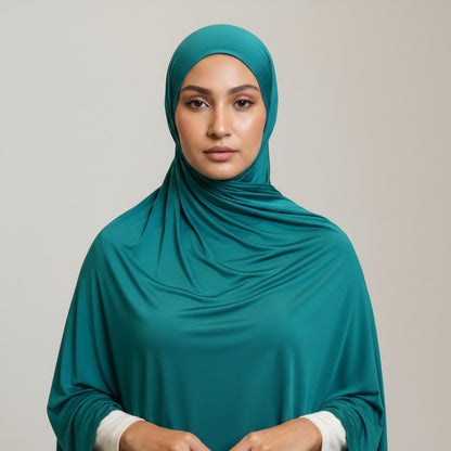 Premium Jersey Liquid Hijab - Petrol