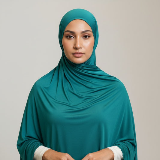 Premium Jersey Liquid Hijab - Petrol