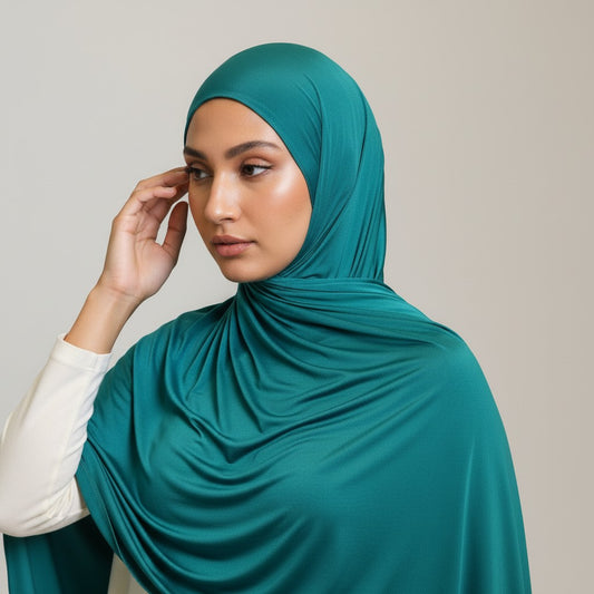 Premium Jersey Liquid Hijab - Petrol